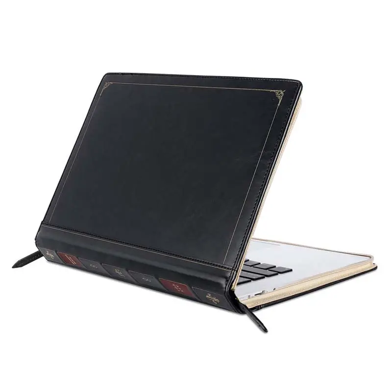 13 "Premium PU Leer Vintage Retro Ritssluiting Boek Folio Case Cover Laptop Sleeve Zakken voor <span class=keywords><strong>MacBook</strong></span> Air