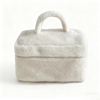 Grande trousse de toilette portable en peluche avec fermeture éclair, sac de beauté en fourrure pour voyage
