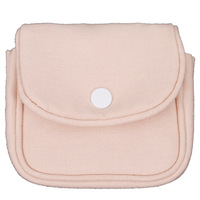 Dompet Koin Kancing Tekan Kanvas Portabel Kecil untuk Wanita, Tempat Kartu Warna Solid, Organizer Koin Mini