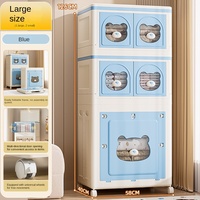 Boîte de rangement pour vêtements de grande capacité YBJ-XY-25801A, design épaissi, organisateur domestique, couvercle rabattable à motif de dessin animé, pliable avec roulettes
