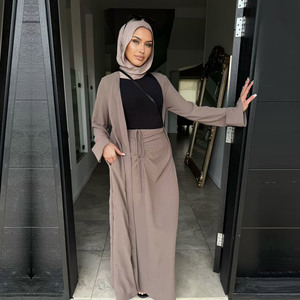 2026 Loriya estate nuova moda 2 pz Abaya aperta con dettaglio regolabile increspato gonna abbinata-abiti da donna <span class=keywords><strong>abbigliamento</strong></span> <span class=keywords><strong>islamico</strong></span> - Product Image 2
