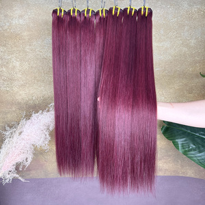 Extensions de Cheveux Humains Lisses Bourgogne 99J en Gros, 100% Cheveux Humains Vierges, Tissage Double Trame - Product Image 2