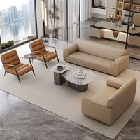 Ensemble de canapés de bureau 3 places en cuir moderne de luxe léger pour réception de direction, bureau à domicile et salon