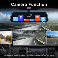 Podofo 9.66 ''kamera dasbor DVR lensa ganda mobil, layar sentuh 1080P cermin DVR rekaman Loop g-sensor penglihatan malam Depan + belakang