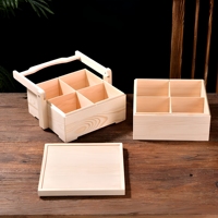 Boîtes de festival pour thé et nourriture, style chinois, en bois de pin de luxe, multi-niveaux, avec couvercle en brocart, poignée pliable, durables, artisanales et éco-responsables