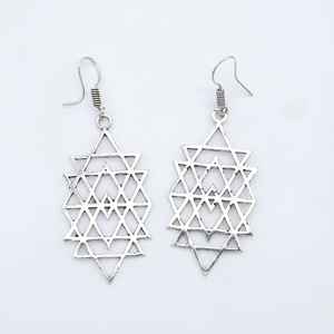 New Arrival Handmade Sterling Silver Sri Yantra Tribal Geometric <b>Hoop</b> <b>Earrings</b> <b>Fashionable</b> Wedding Party Gift Jewelry for Women - Product Image 1