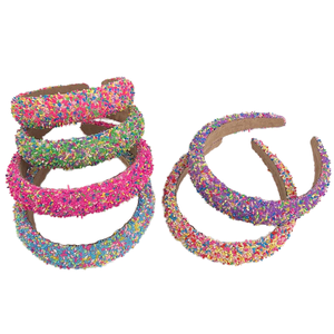 Handmade Thickened Crystal Hairband for Women New Cheap Colorful Beaded Wide Edge <b>Party</b> Show Headband - Product Image 4