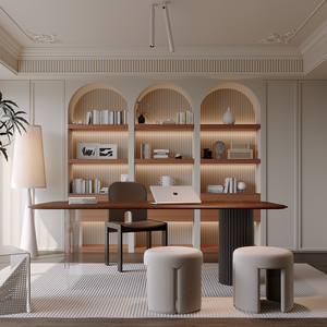 <strong>French</strong> Elegant Oil-Mixed Wood Bookcase with Arched <strong>Shelf</strong> &amp; Warm Light Design for Bedroom and Apartment - Product Image 1