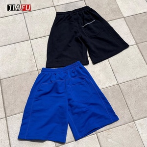 Pantaloncini sportivi larghi estivi in bianco di alta qualità con coulisse pesanti in maglia a maglia pantaloncini da uomo - Product Image 3