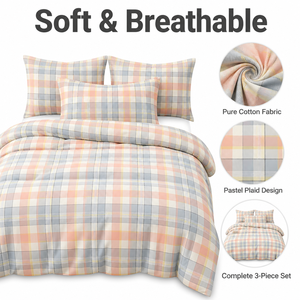 EU Dropshipping Luxury Pastel Check <b>Bedding</b> <b>Set</b> Cotton Plaid Quilt 160x200 200x220cm Poland Hub - Product Image 2