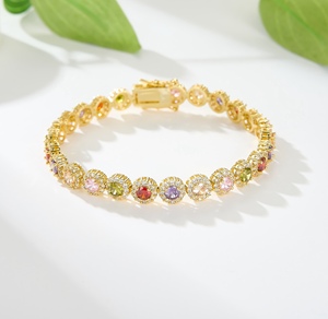 สร้อยข้อมือเทนนิสสไตล์โรแมนติกใส่ได้ทั้งชายและหญิง14K 18K ชุบทองทองเหลืองทองแดงชุบเงินทันสมัย - Product Image 2