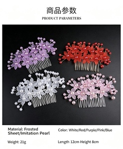 Peigne à <span class=keywords><strong>cheveux</strong></span> élégant coréen en alliage avec motif floral simple et fausses perles brillantes pour coiffures <span class=keywords><strong>de</strong></span> <span class=keywords><strong>mariage</strong></span>, <span class=keywords><strong>de</strong></span> bal et d'anniversaire pour femmes - Product Image 6