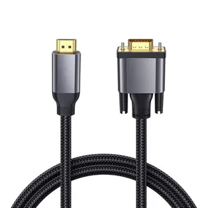 Hdmi vga 알루미늄 합금 골드 도금 HDMI 남성 VGA 남성 어댑터 변환기 케이블 컴퓨터 모니터 프로젝터 HDTV