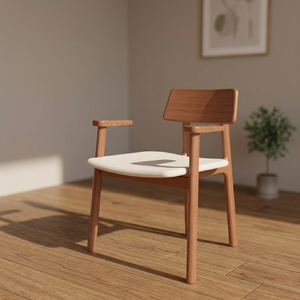 Chaise de salon scandinave moderne en bois avec dossier et accoudoirs solides, design ergonomique pour l'ameublement de la maison - Product Image 4
