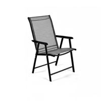 Chaise de jardin pliante en métal noir, design moderne, imperméable, légère, portable, pour extérieur, villa, salon, patio, siège lounge en maille