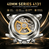 Montre Chronomètre Homme 40mm en Acier Inoxydable de Haute Qualité 4131, Nouveau Cadran Bleu Glacé du Designer 2026