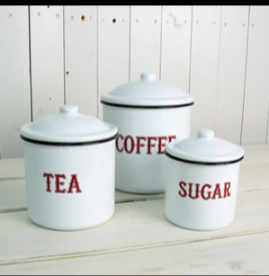 Ensemble de boîtes en métal émaillé EM11Coffee Tea Sugar avec couvercles, multicolores, tasse sans anse, mug sans anse avec couvercles - Product Image 5