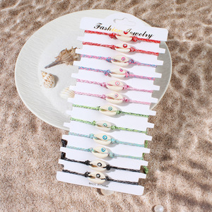 Marine Life Beach Collection 12pcs/<b>Set</b> Turquoise Cowrie Seashells Anchor Turtle <b>Beaded</b> Wrap Bracelets - Product Image 3