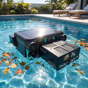 เครื่องทำความสะอาดผิวน้ำสระว่ายน้ำอัตโนมัติพลังงานแสงอาทิตย์ ทำงานต่อเนื่อง 24/7 แบตเตอรี่แบบชาร์จพลังงานแสงอาทิตย์ ทนทานต่อคลอรีน - Product Image 1