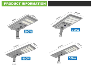 Lampadaires solaires en aluminium haute puissance, étanches IP65, pour extérieur, 200W 300W 400W 500W 600W, lampadaires solaires LED tout-en-un - Product Image 2