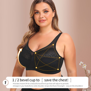 Fornitura transfrontaliera W210806 E Cup reggiseno di grandi dimensioni stile europeo americano senza fili <span class=keywords><strong>intimo</strong></span> da donna regolabile solido <span class=keywords><strong>pizzo</strong></span> Sexy - Product Image 5