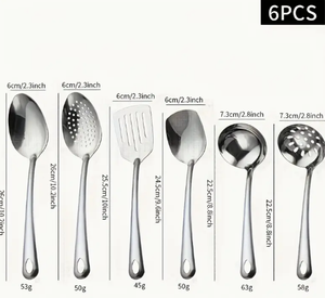 US in stock6 Piece Stainless Steel Kitchen Utensil Set Cooking <b>Spoon</b> Spatula Ladle Strainer Serving Flatware for Home Restaurant - Product Image 1