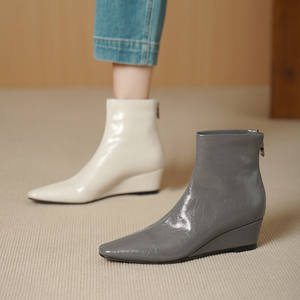 Cialisa mode <span class=keywords><strong>compensées</strong></span> bout carré bottines 2025 automne hiver robe de soirée quotidien 5cm mi talons mince <span class=keywords><strong>bottes</strong></span> courtes pour les femmes 40 - Product Image 1