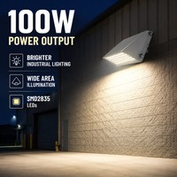 Applique murale LED extérieure haute luminosité 100W, design semi-coupé, boîtier robuste pour éclairage de périmètre de sécurité et entrée commerciale