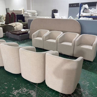 Fauteuil baril en bouclette crème avec roulettes, fauteuil d'appoint rembourré moderne pour salon, bureau, salle d'attente