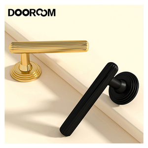 Dooroom Chất lượng cao hiện đại cửa xử lý rắn brass có khía gỗ cửa xử lý KHÁCH SẠN CĂN HỘ truy cập riêng tư Cửa Khóa Bộ - Product Image 1