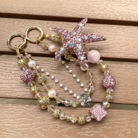 Cadena de lujo con cuentas y diamantes de imitación en forma de estrella para teléfono móvil, llavero metálico para coche, colgante para teléfono móvil, cadena para bolso, personalizable