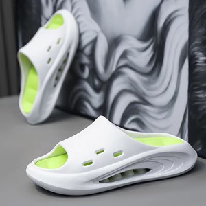 Breezezstep thường Xanh mở mềm không thấm nước eva dép massage đế dày Trọng lượng nhẹ chống trượt bãi biển dép đệm kẻ sọc - Product Image 1