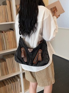 Korean Version Style Design Vintage Crossbody <b>Bag</b> for Female <b>College</b> Students Daily Travel Shopping Single Portable Cotton - Product Image 5