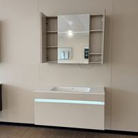 Meuble-lavabo mural moderne personnalisé, écologique et durable, avec miroir intelligent, résistant à l'eau, pour usage hôtelier