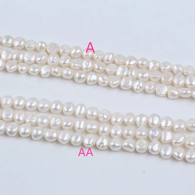 Vente en gros de perles blanches naturelles 9-10mm brins de perles d'eau douce baroques pour la fabrication de bijoux
