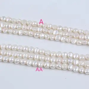 Großhandel natürliche weiße Perle 9-10mm Barock Süßwasser perlenst ränge für die Schmuck herstellung