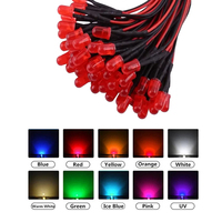 Diode LED pré-câblée de 20 cm, 3 mm, 5 mm, 8 mm, 10 mm, 12 V, 24 V, 220 V, rouge, bleu, vert, transparente, pour éclairage de signalisation d'équipement