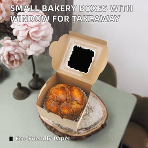 Cajas de Panadería Pequeñas al por Mayor con Ventana para Aperitivos, Mini Tartas, Regalos para Fiestas, Cafeterías, Restaurantes, Comida para Llevar - Papel Kraft Reciclado - Product Image 2