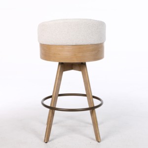 Hiện đại xoay truy cập Chiều cao barstools gỗ chân lưng Bentwood khung tay vịn bọc vải phòng ngủ ăn ngoài trời sống - Product Image 5
