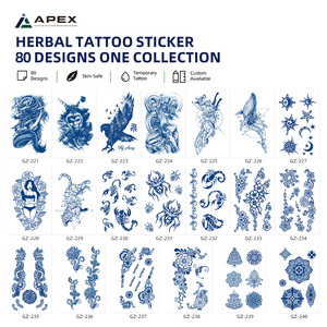 Autocollants de <span class=keywords><strong>tatouage</strong></span> temporaire semi-permanent en papier imperméable à base de jus végétal, 80 motifs, 110x180mm, finition mate, effet phosphorescent, motif végétal pour le corps - Product Image 5