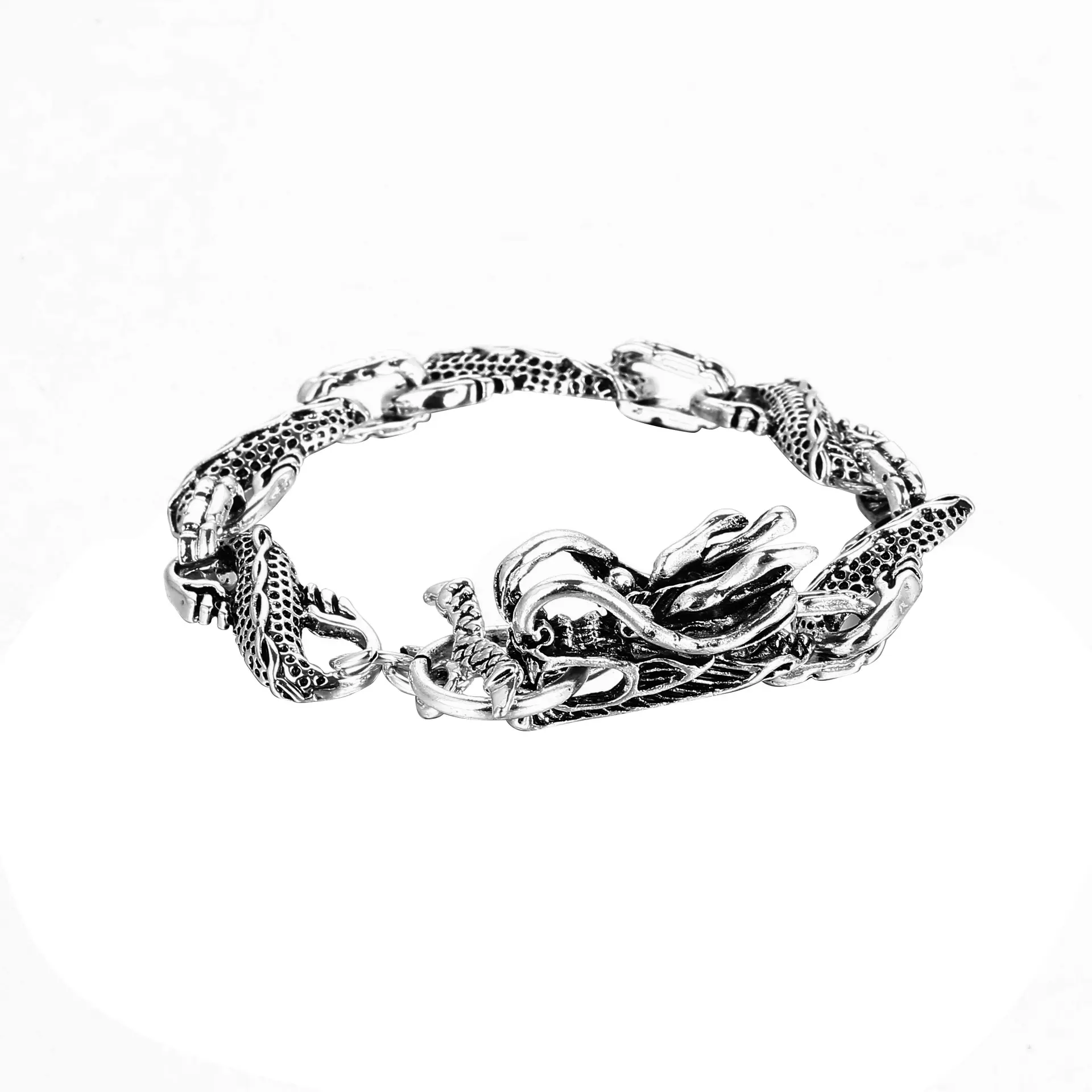Premium Quality Curved S-shaped Dragon Chain Fine Jewelry Bracelets Vintage Punk Plating Titanium Steel Bracelet Men