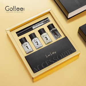 Kit <span class=keywords><strong>de</strong></span> lifting des <span class=keywords><strong>cils</strong></span> et des sourcils Gollee à la kératine avec gel, lotion et baume, teinture personnalisée semi-permanente 2-en-1, DIY à domicile, noir - Product Image 1