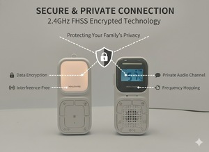 Two Way Audio Monitor with Lullabies Belt Clip and Sound Indicator 1000ft Long Range for Nursery - Product Image 5