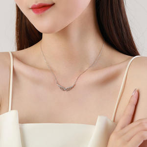 Conjunto de Joyería con Collar de Alas de Ángel en Plata de Ley S925, Versión en Cobre Personalizable, para Mujer, Diseño de Colgante Elegante - Product Image 2