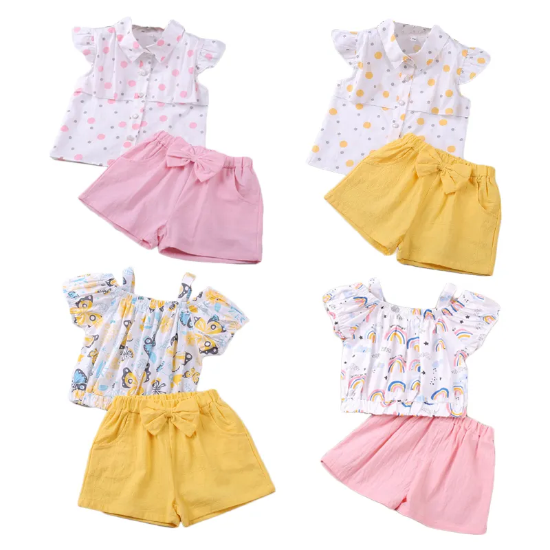 2 to 6 Years Girls' Clothes Summer Shirt Top and Shorts Set Children Clothes Kids Summer Clothing Sets Girl Clothing Sets