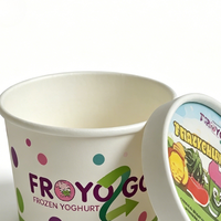 Vente en gros de gobelets à crème glacée de 3 oz, 5 oz, 8 oz, 12 oz, en papier écologique jetable avec couvercles à clipser pour yaourt glacé