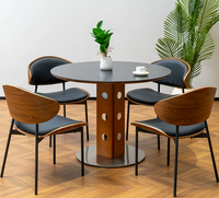 Ensemble de table à manger convertible en pierre frittée, base métallique pliable carrée à ronde, mobilier de salle à manger pour petit espace