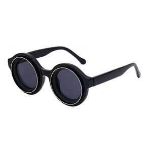 Gafas de Sol Redondas Estilo Europeo Americano para Hombre, Material PC con Protección UV400, Color Negro, ZS 98205, Venta al Por Mayor Transfronteriza - Product Image 3