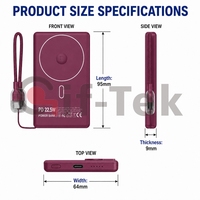 Casing Pengisian Daya Nirkabel Merah Ceri Tua Model Baru Generasi ke-18 Tiga-dalam-Satu 10000mAh Pengisian Cepat Magnetik Aluminium Ultra-Tipis