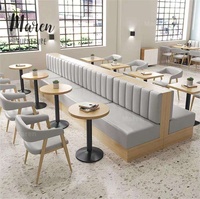 Banc en bois massif personnalisé, écologique et durable, style nordique, pour restaurant et café, avec table et chaises murales